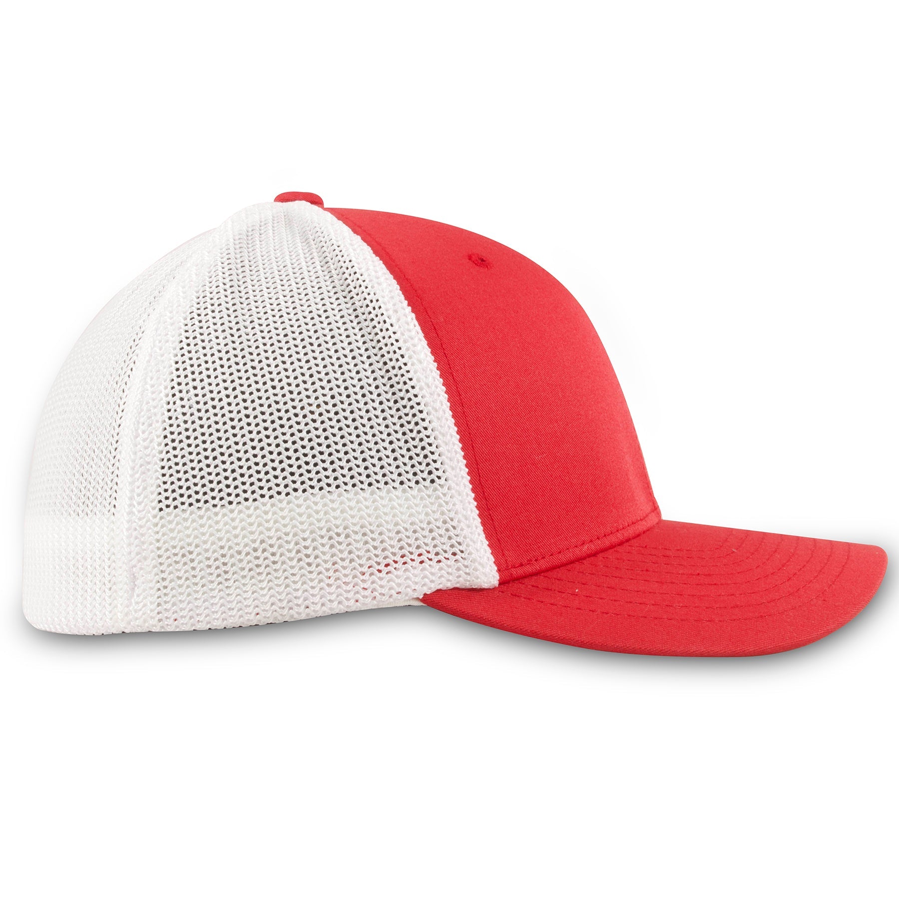 Red and White Mesh-Back Trucker Stretch Fit Hat