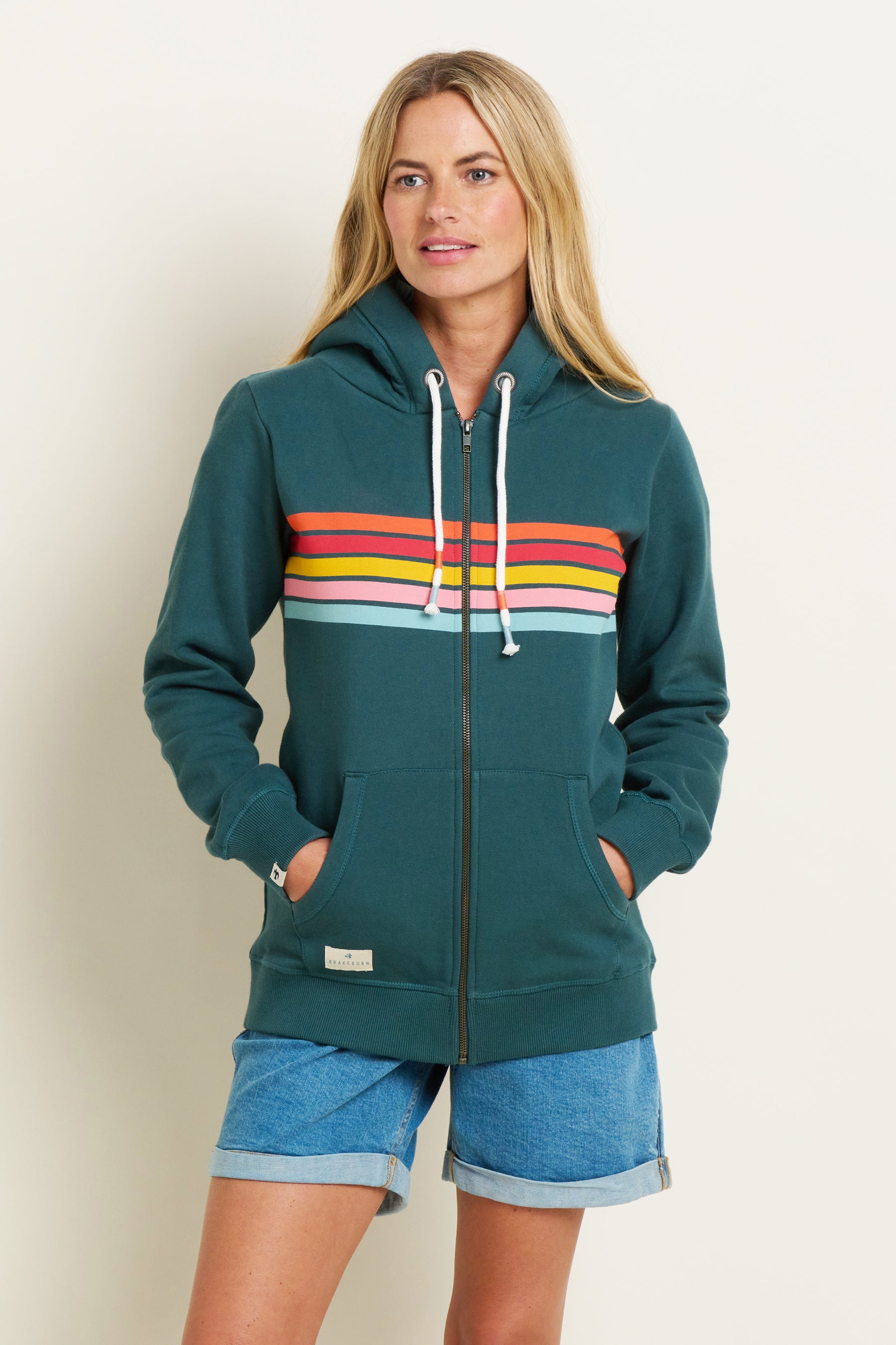 Retro Stripe Zip Thru Hoodie