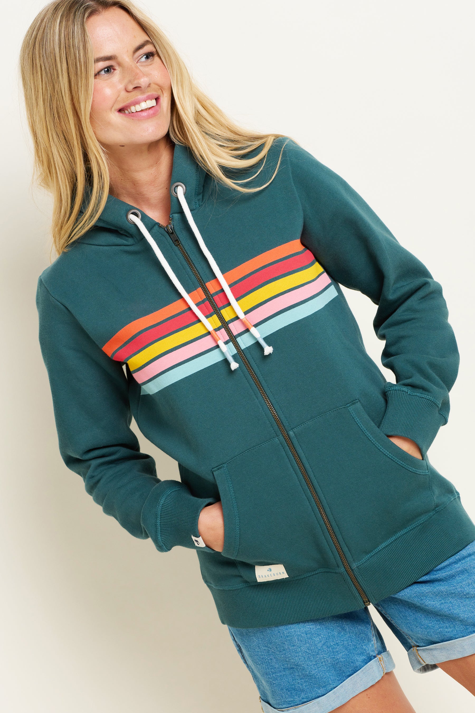 Retro Stripe Zip Thru Hoodie