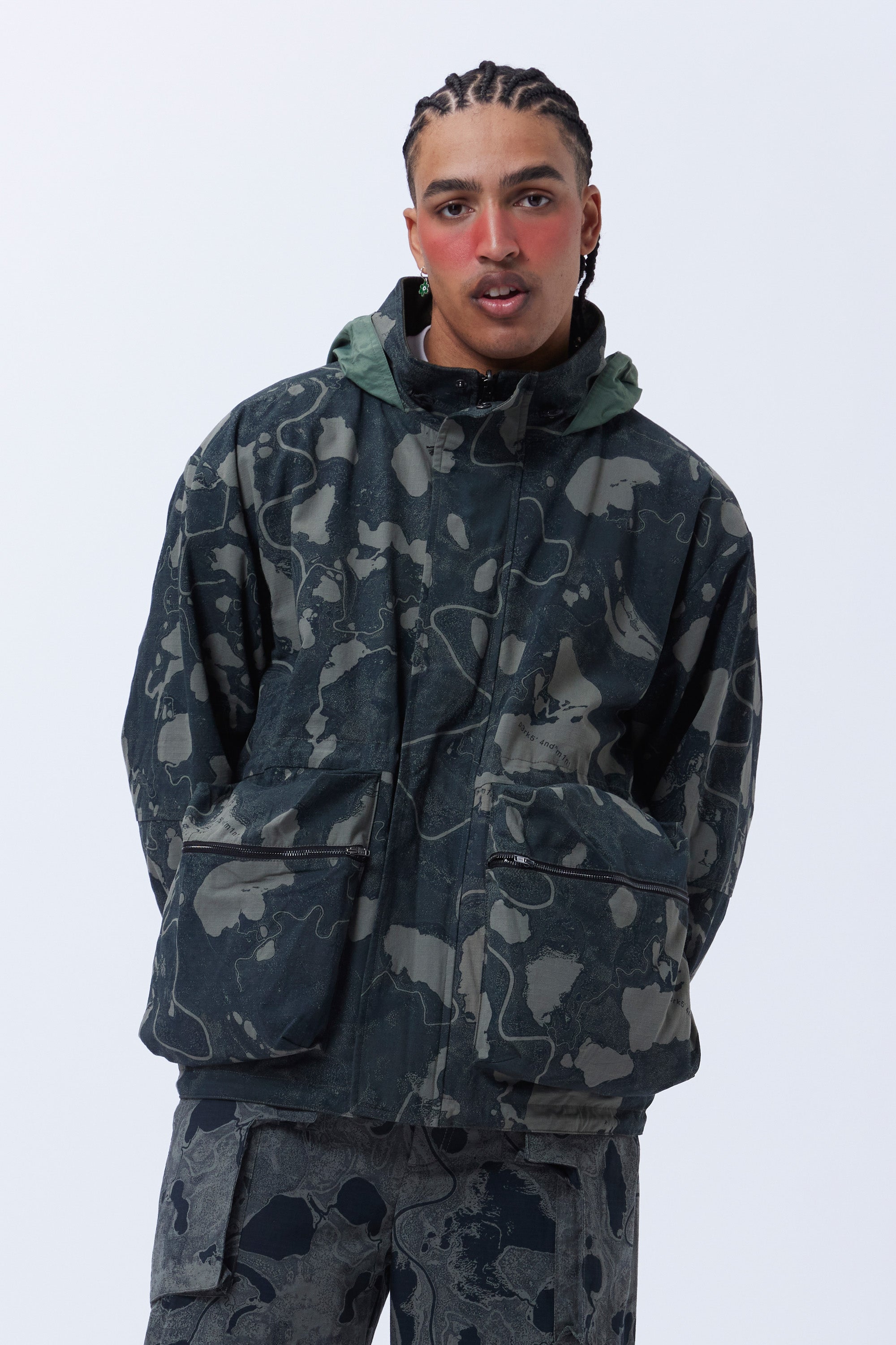 REVERSIBLE GEO MAPPING PARKA JACKET