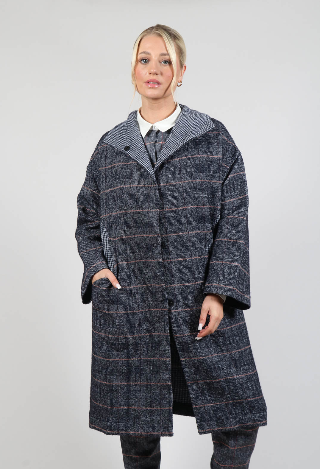 Reversible Mande Coat in Night Orange Check