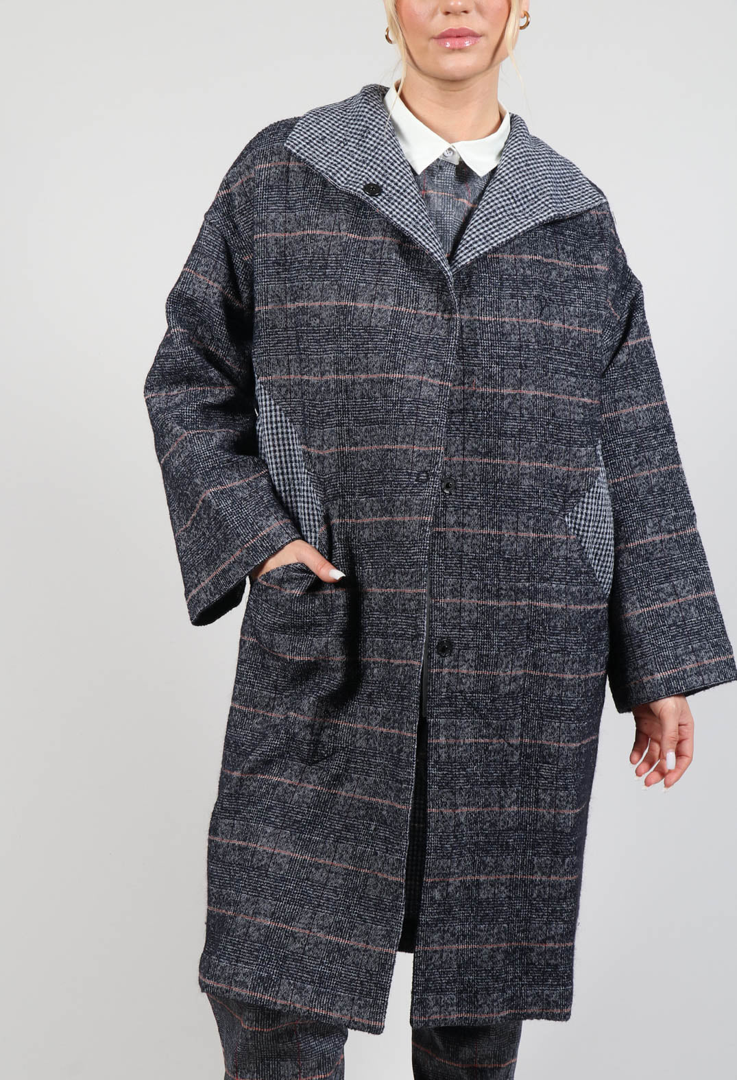 Reversible Mande Coat in Night Orange Check