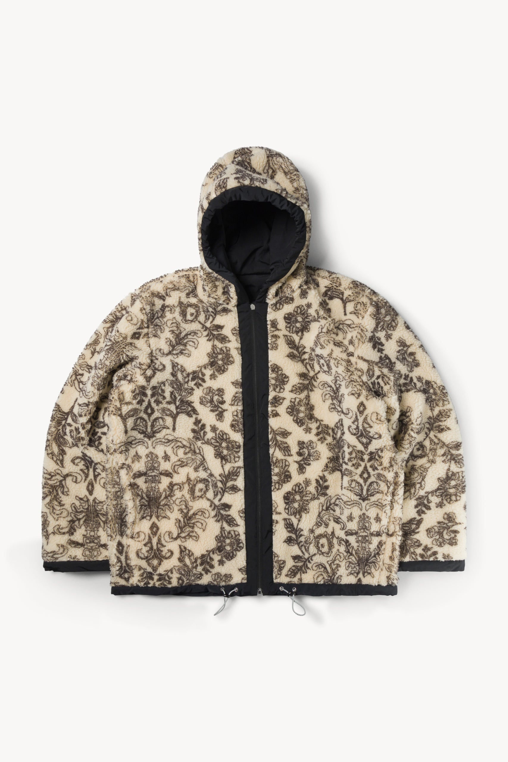 Reversible Nylon and Floral Fleece Parka