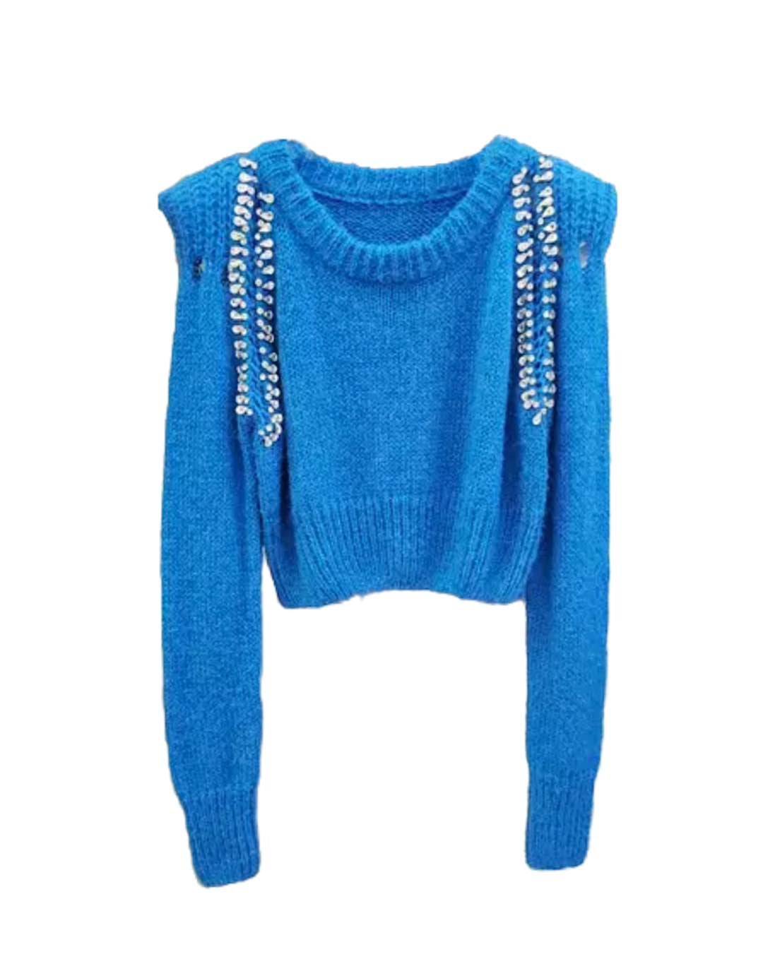 Rhinestone Beaded Short Sweater