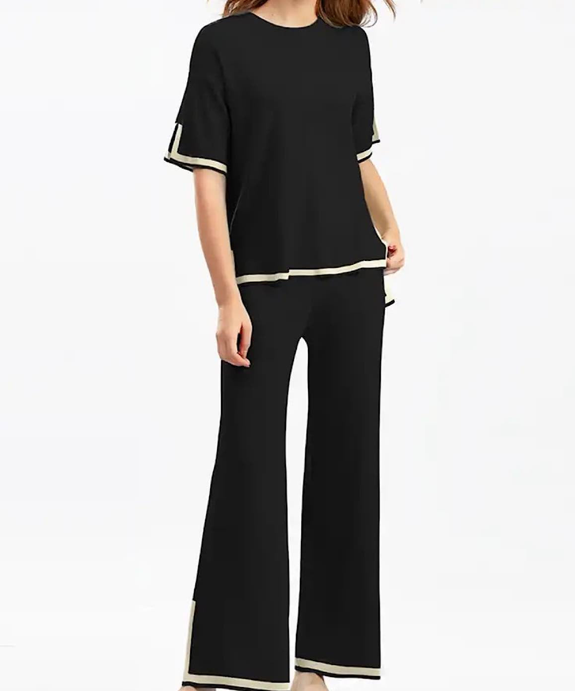 Scoop Neck And Cropped Pants Knit Loungewear Set