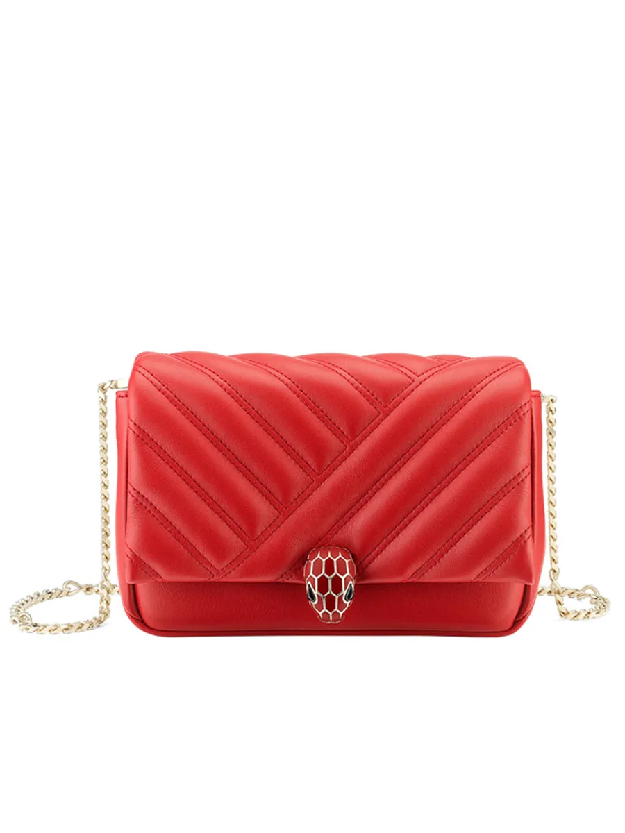 Serpenti Cabochon Crossbody Mini Bag in Red