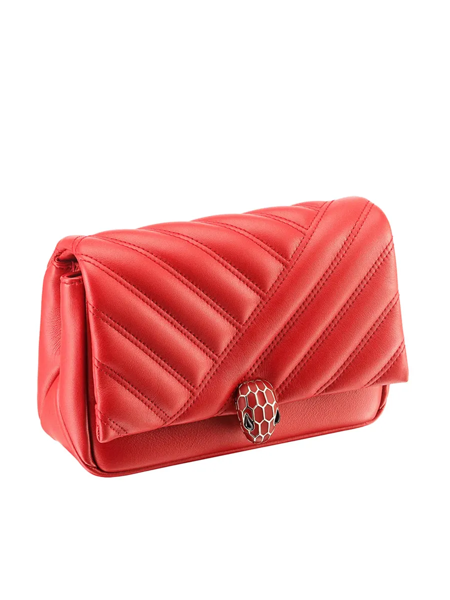 Serpenti Cabochon Crossbody Mini Bag in Red