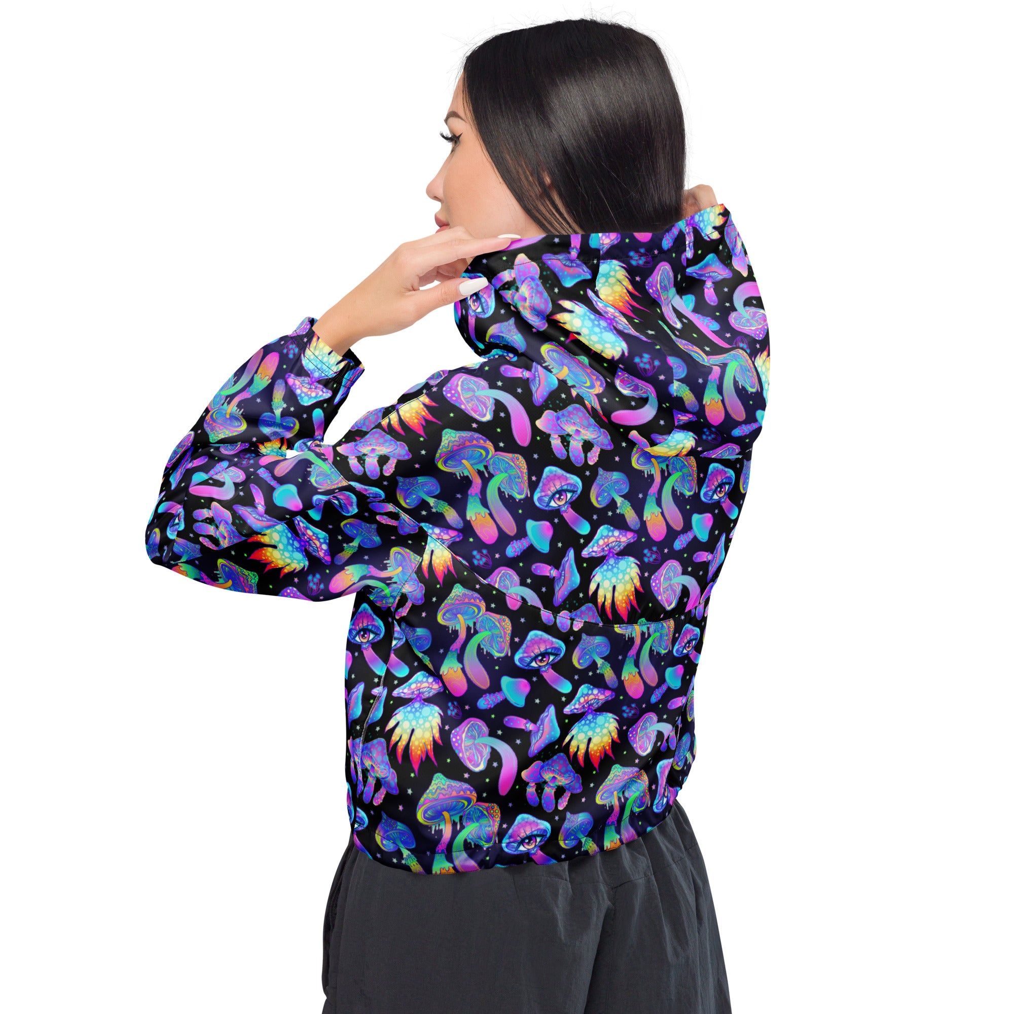 Shroomin Black Cropped Windbreaker