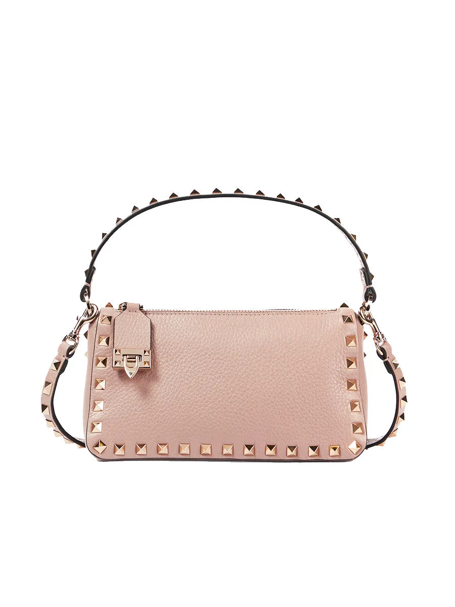 Small Rockstud Grainy Calfskin Crossbody Bag