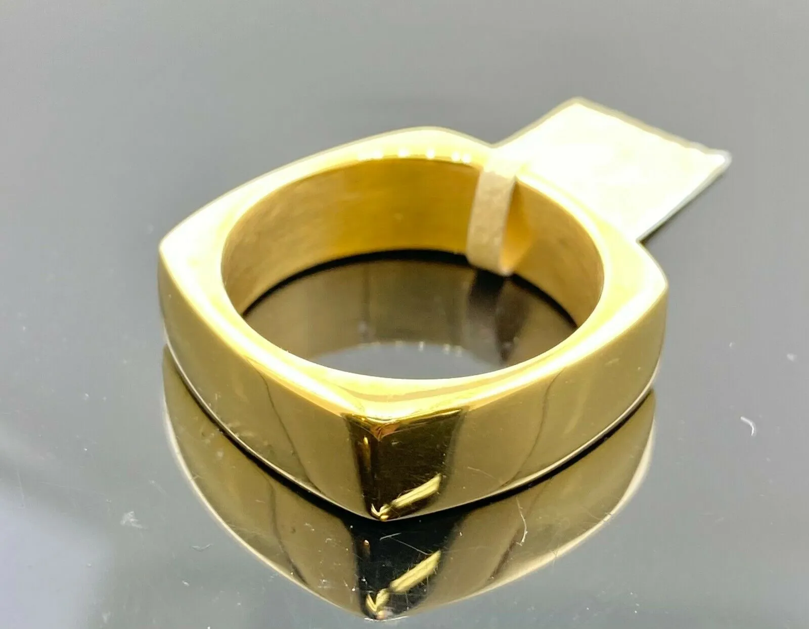 Solid Gold Ring Simple High Polished Comfort fit Square Design SM3