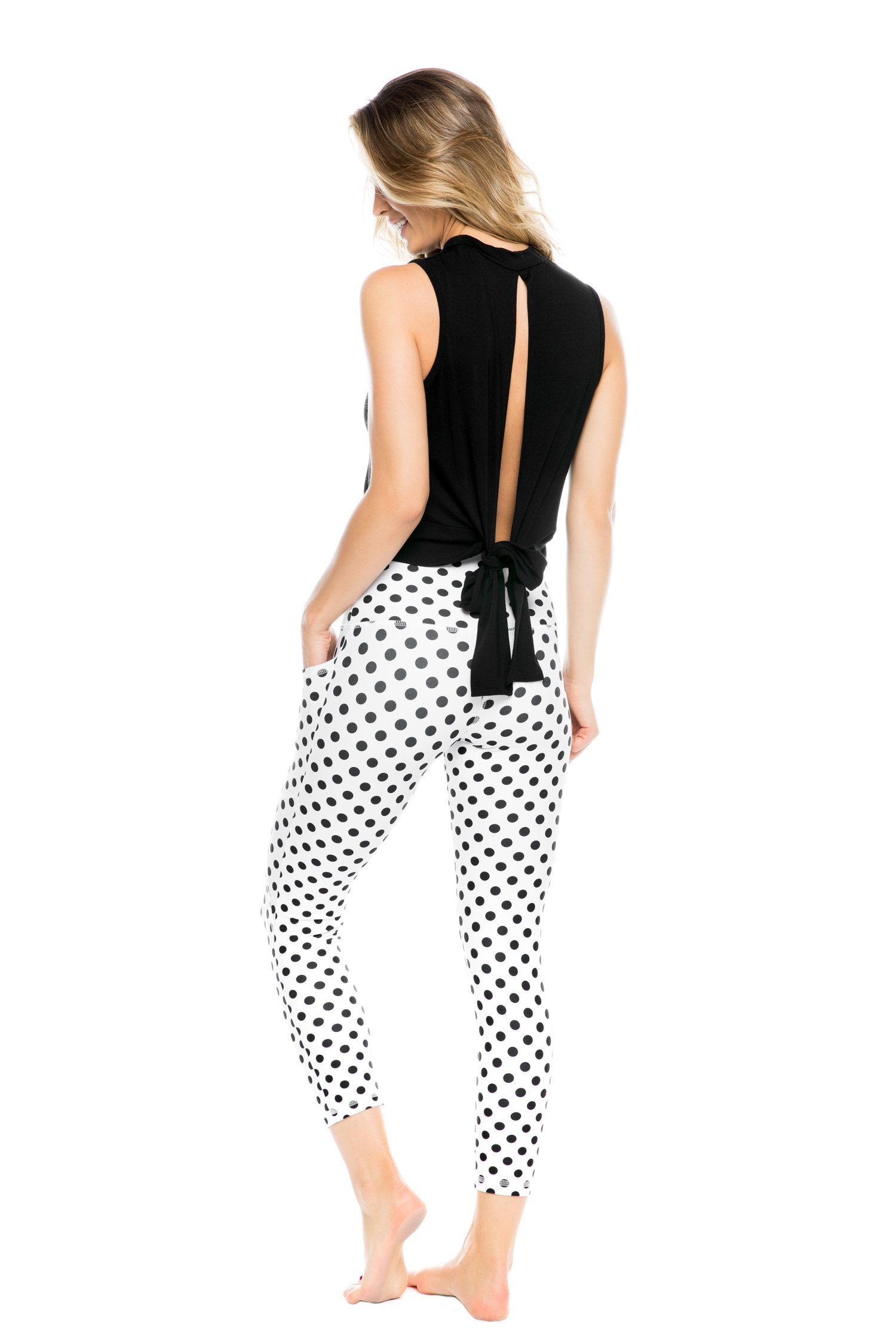 Strut This Flynn Crop Capri Leggings Big Dots