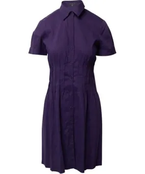 Theory Pleated Waist Dress in Purple Linen