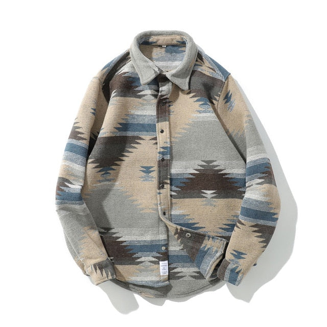 TRIBAL OVERSHIRT IN WOOL FLANNEL - MULTI-COLOR