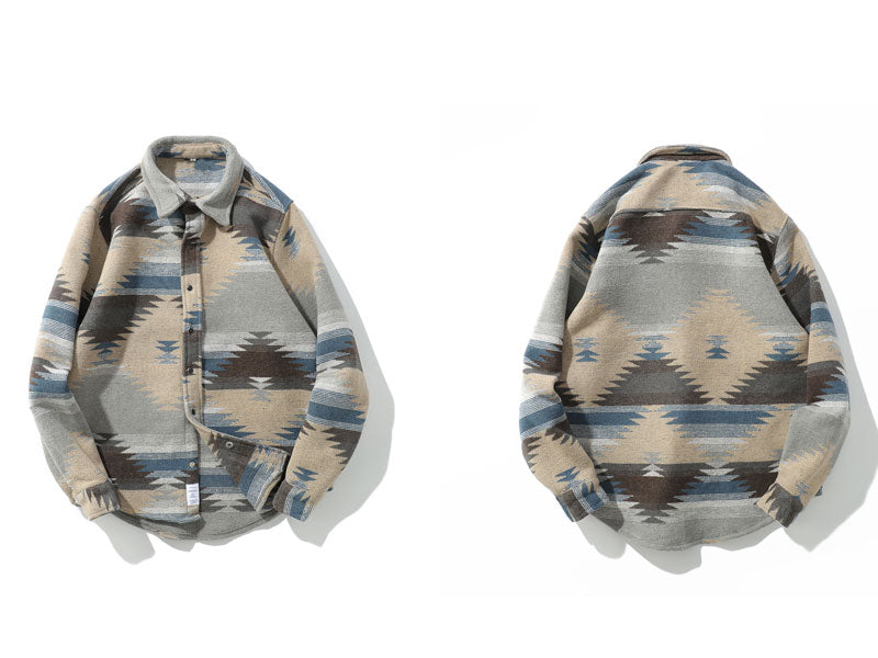 TRIBAL OVERSHIRT IN WOOL FLANNEL - MULTI-COLOR