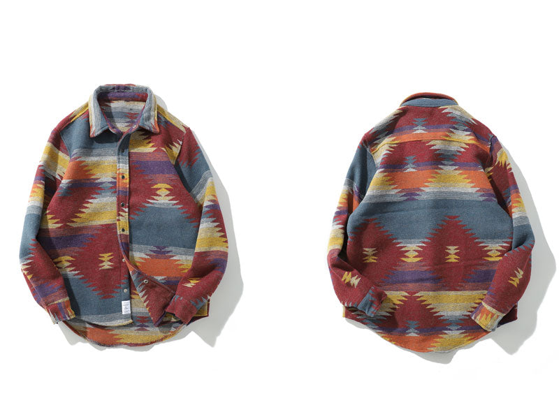 TRIBAL OVERSHIRT IN WOOL FLANNEL - MULTI-COLOR