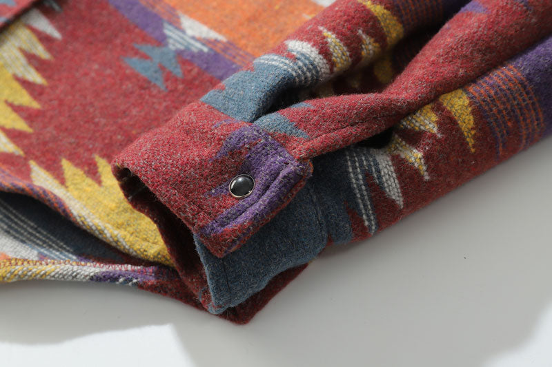 TRIBAL OVERSHIRT IN WOOL FLANNEL - MULTI-COLOR