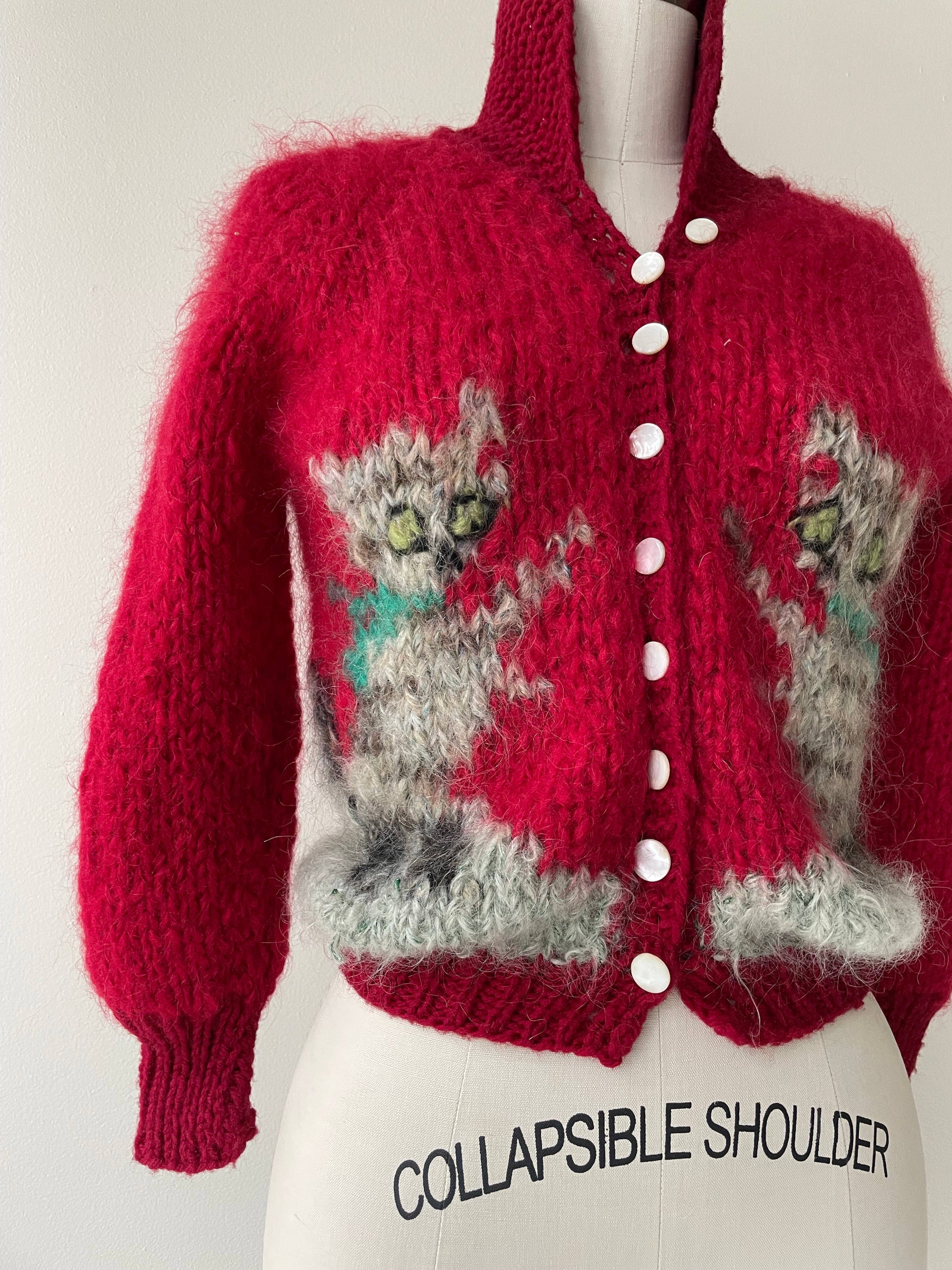 Twin Kitties Mohair Cardigan | 1950s