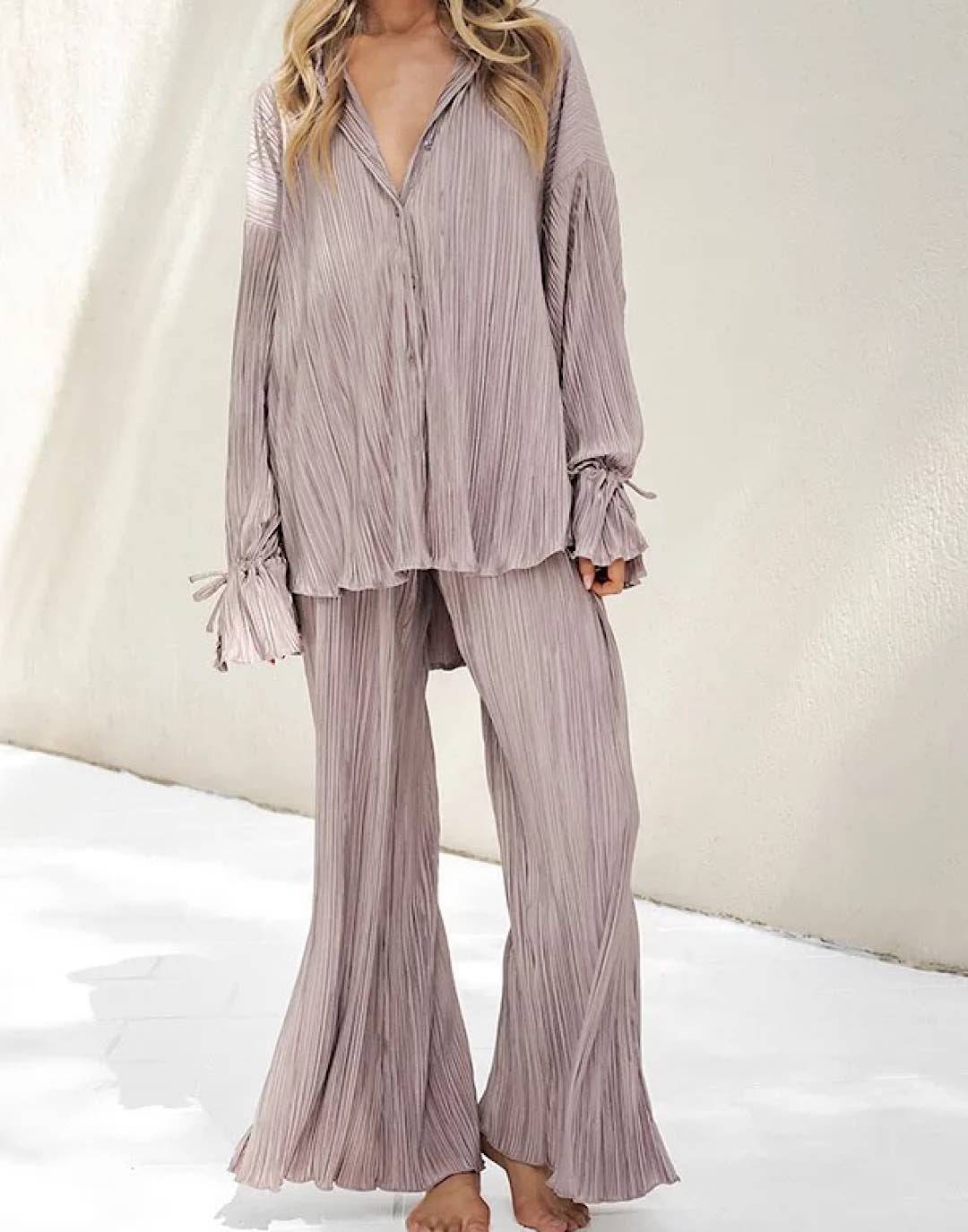 Two Piece Oversized Shirt Pants Set