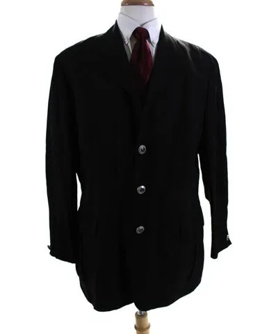 V2 By Versace Mens Graphic Lined Buttoned Collared Blazer