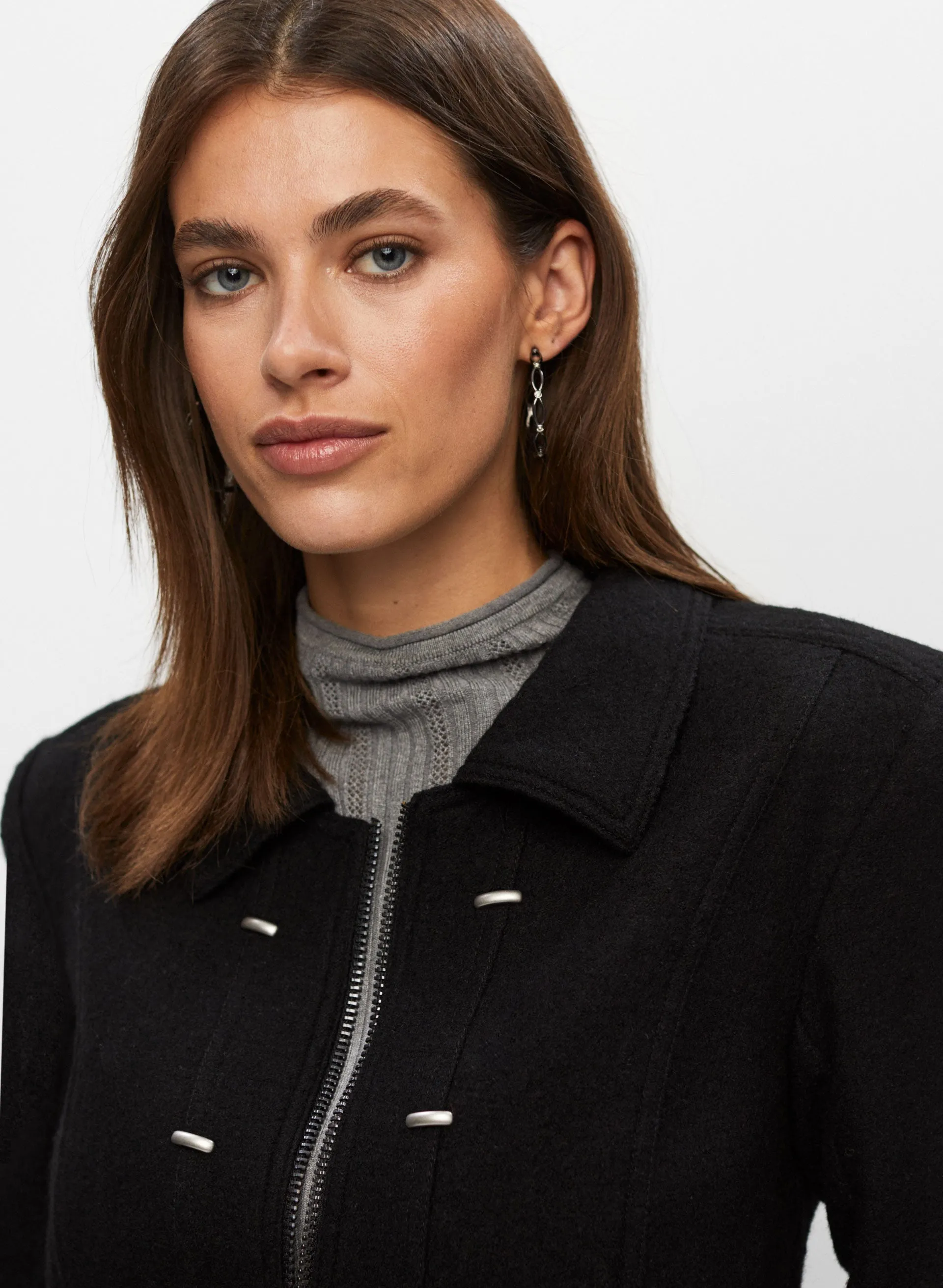 Vex - Stud Detail Wool Blend Jacket