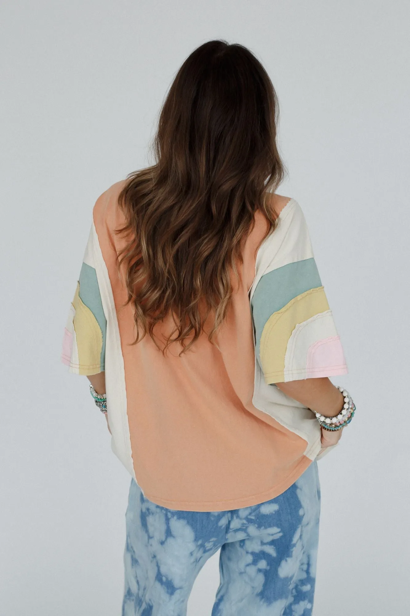 Way Back Color Block Top - Peach