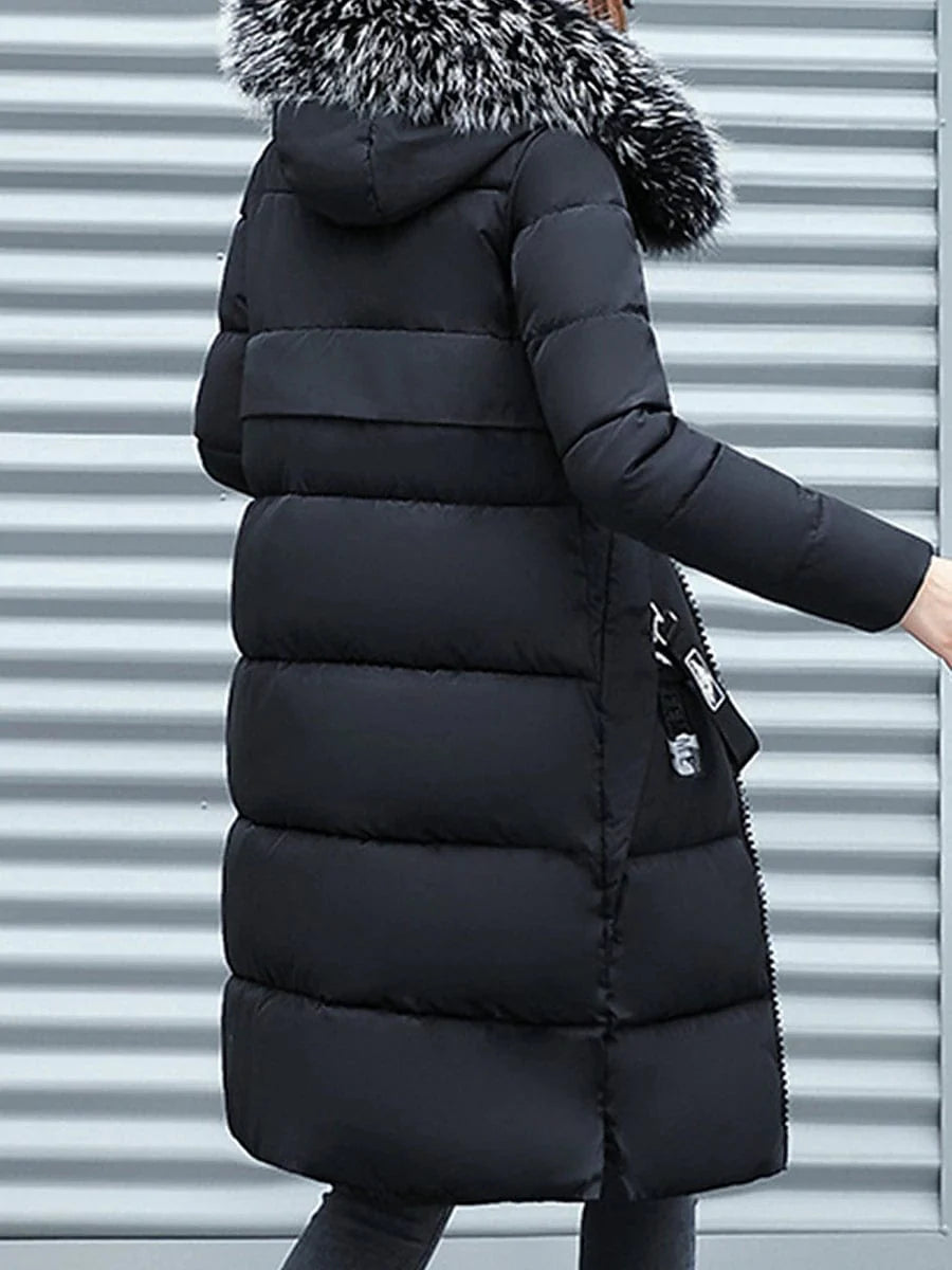 Windproof Women's Long Parka Jacket for Valentine's Day and Winter