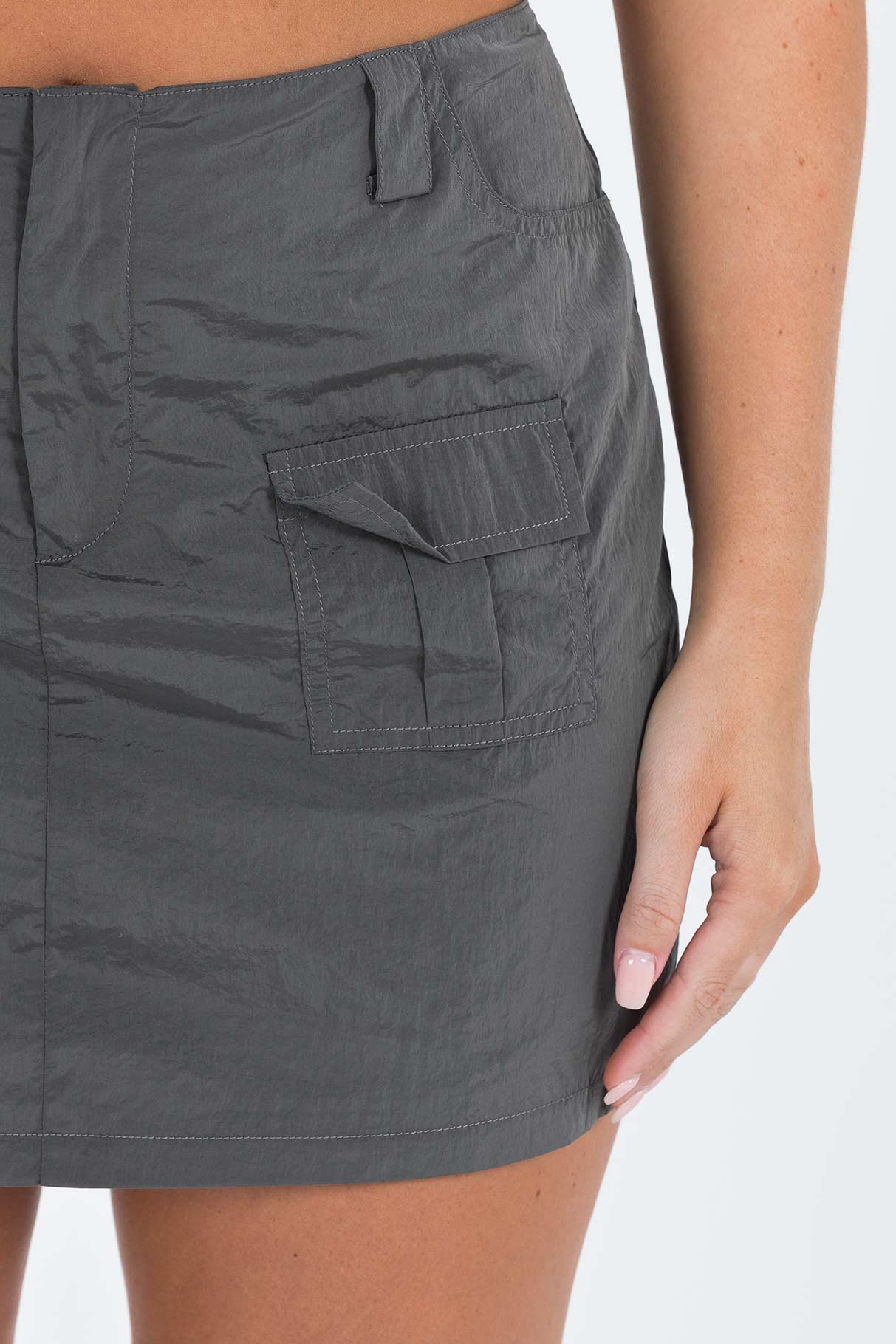 Wolf Cargo Mini Skirt Charcoal