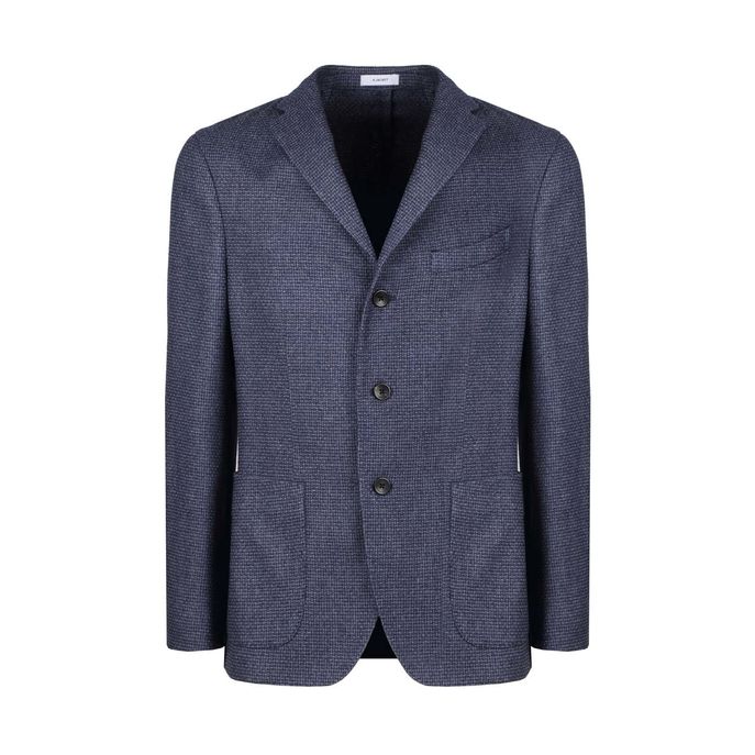 WOOL BLAZER Man Blue Gray