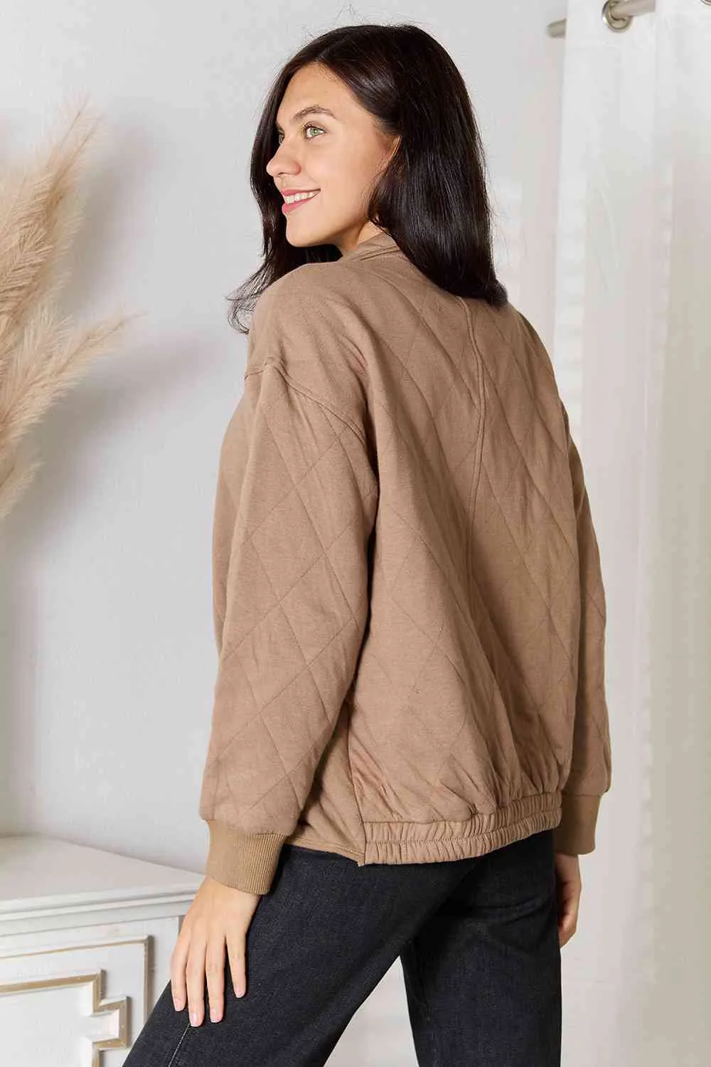 Zip-Up Jacket with Pockets in Mocha