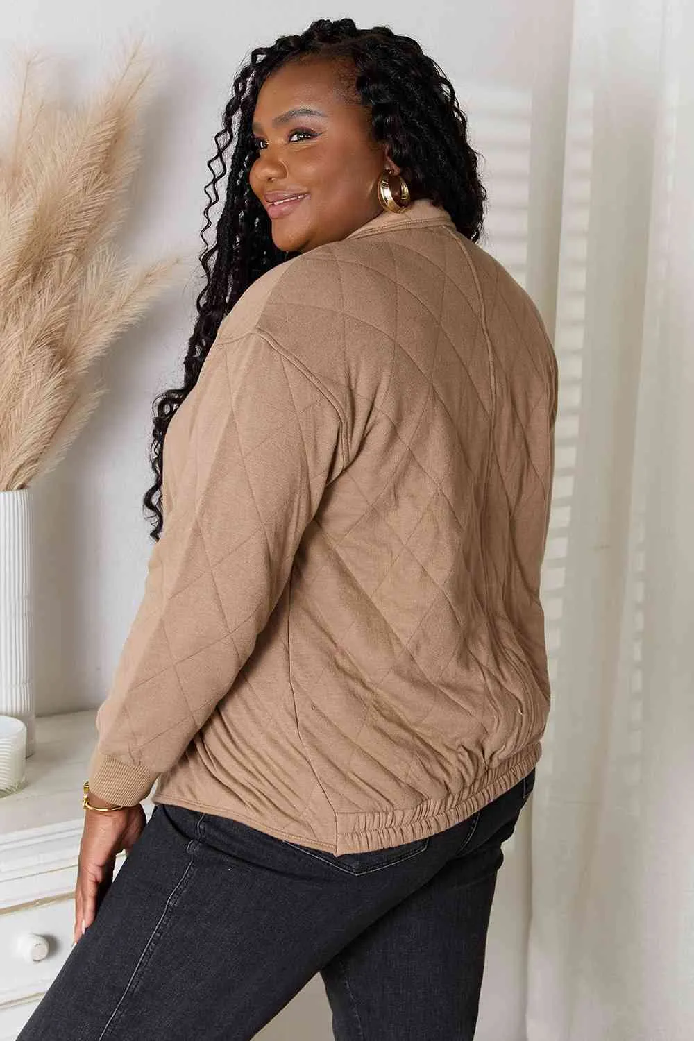 Zip-Up Jacket with Pockets in Mocha